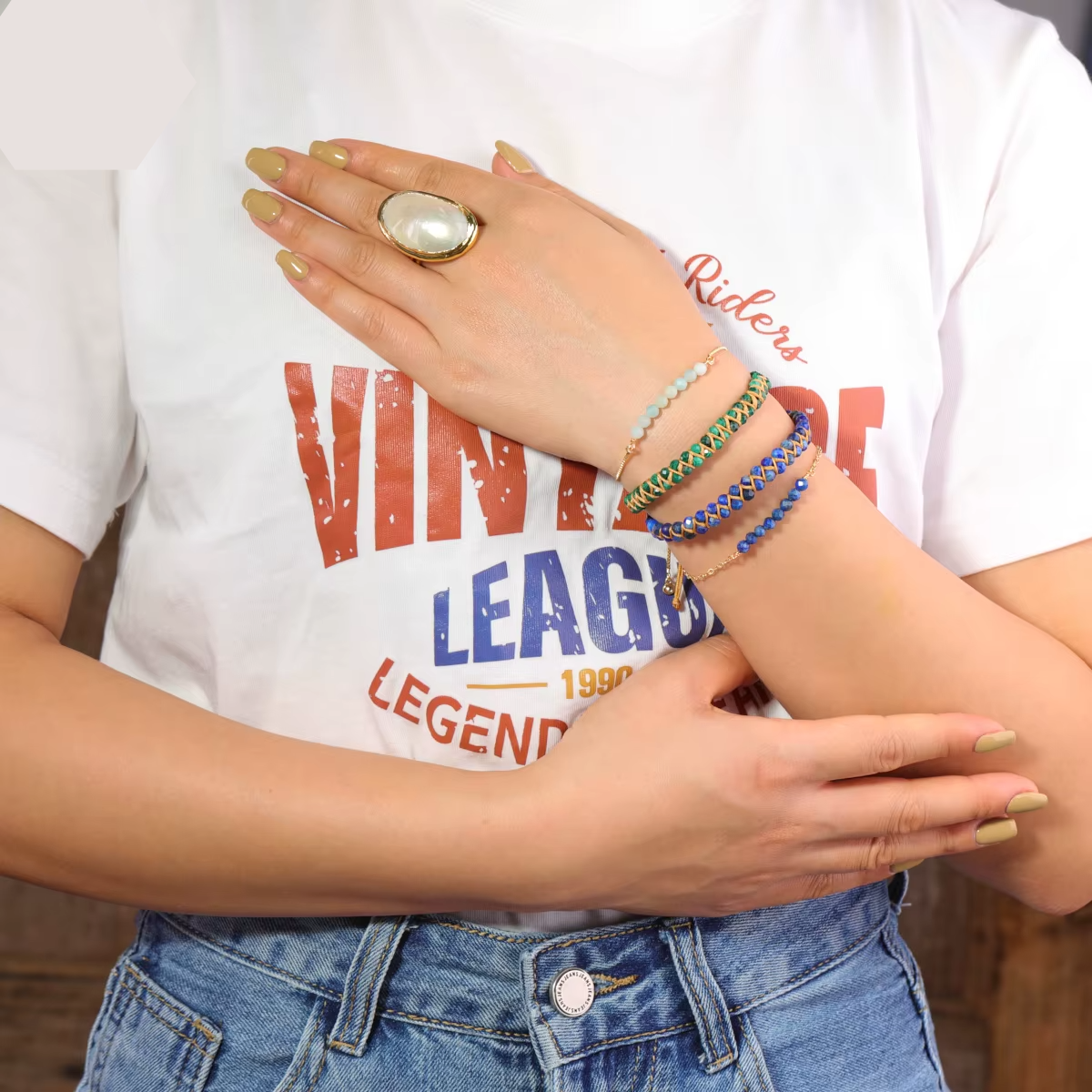 Natural Freshwater Pearl Gold Plated Adjustable Ring