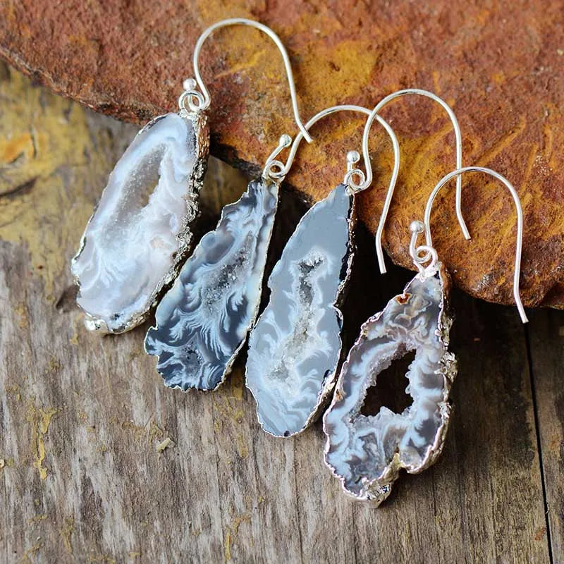 Natural Druzy Agate Earrings