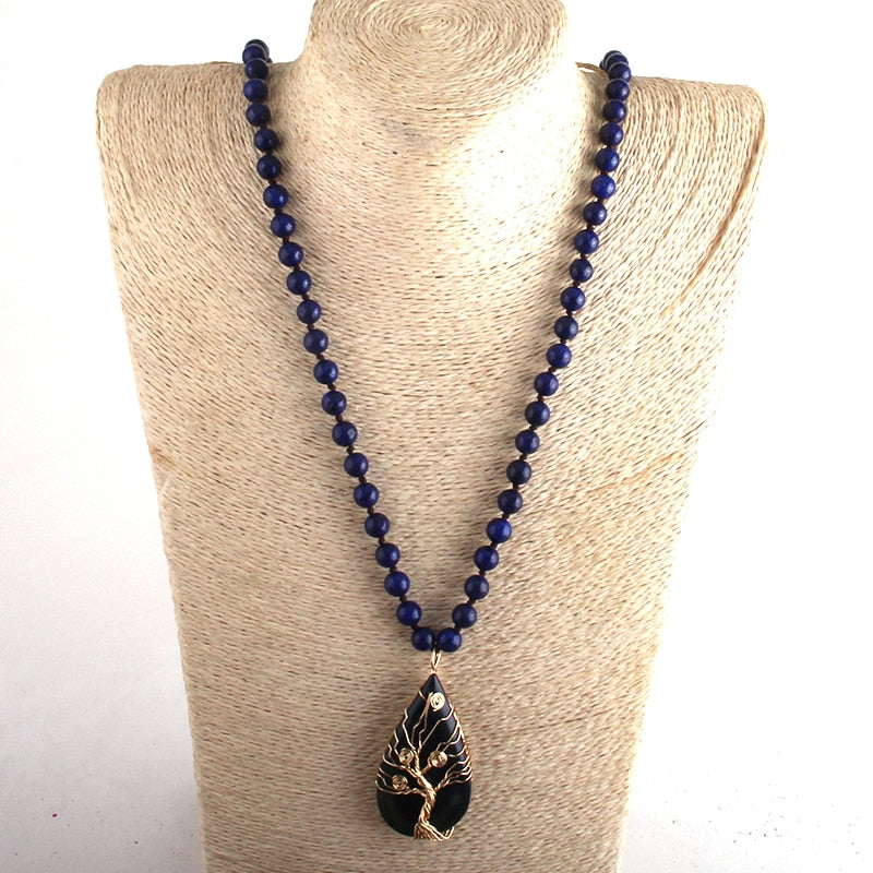 Natural Agate Tree of Life Necklace