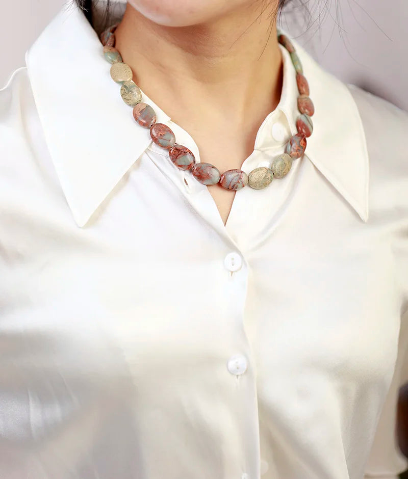 Natural Blue Imperial Jasper Chunky Choker Necklace