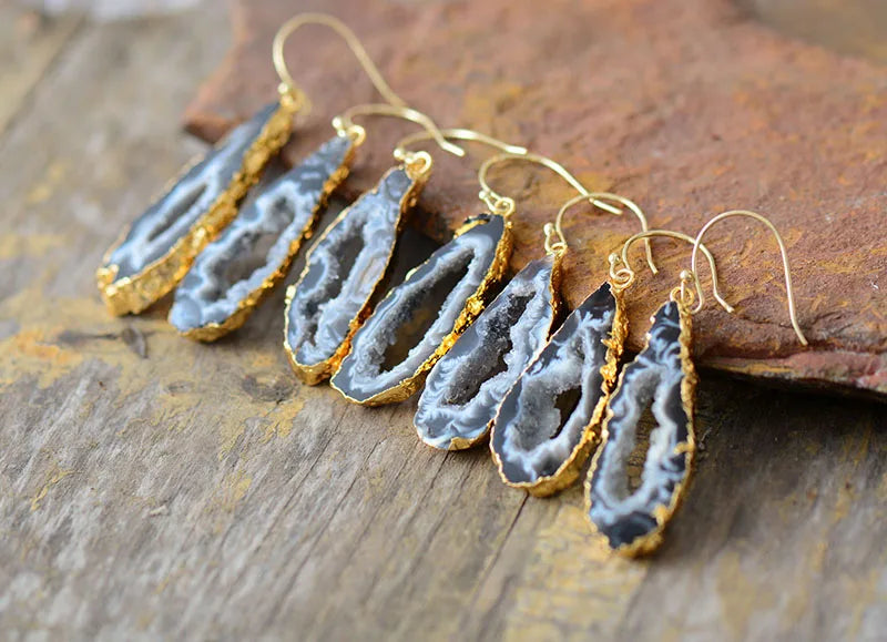 Natural Druzy Agate Earrings