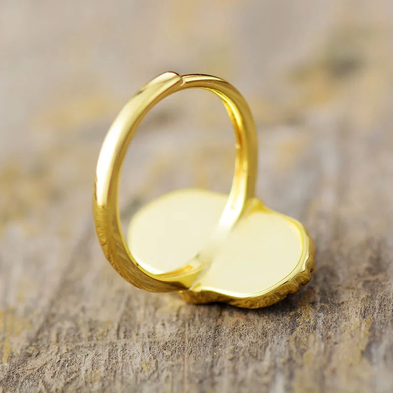 Natural Malachite Gold Plated Indian Style Ring