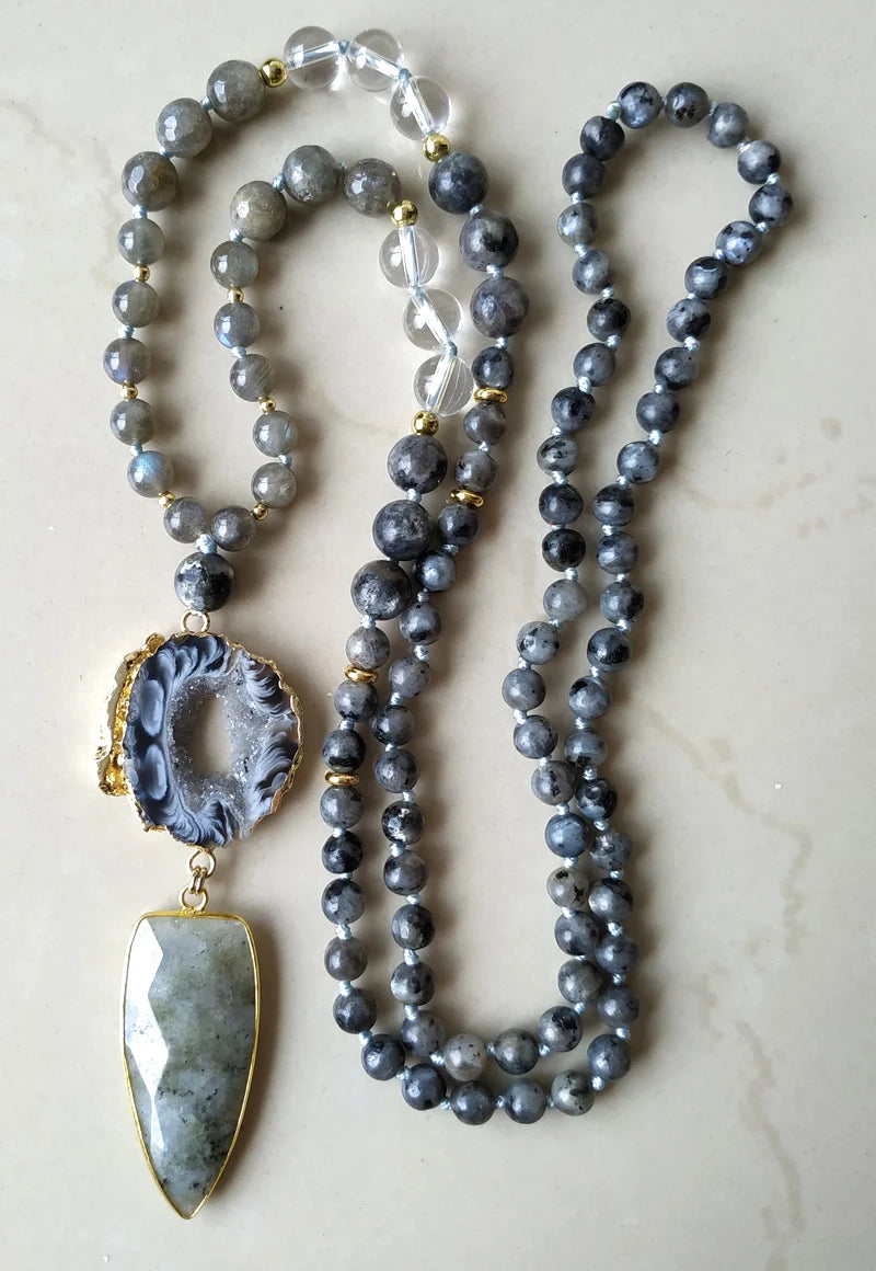 Natural Geode Agate & Labradorite Necklace