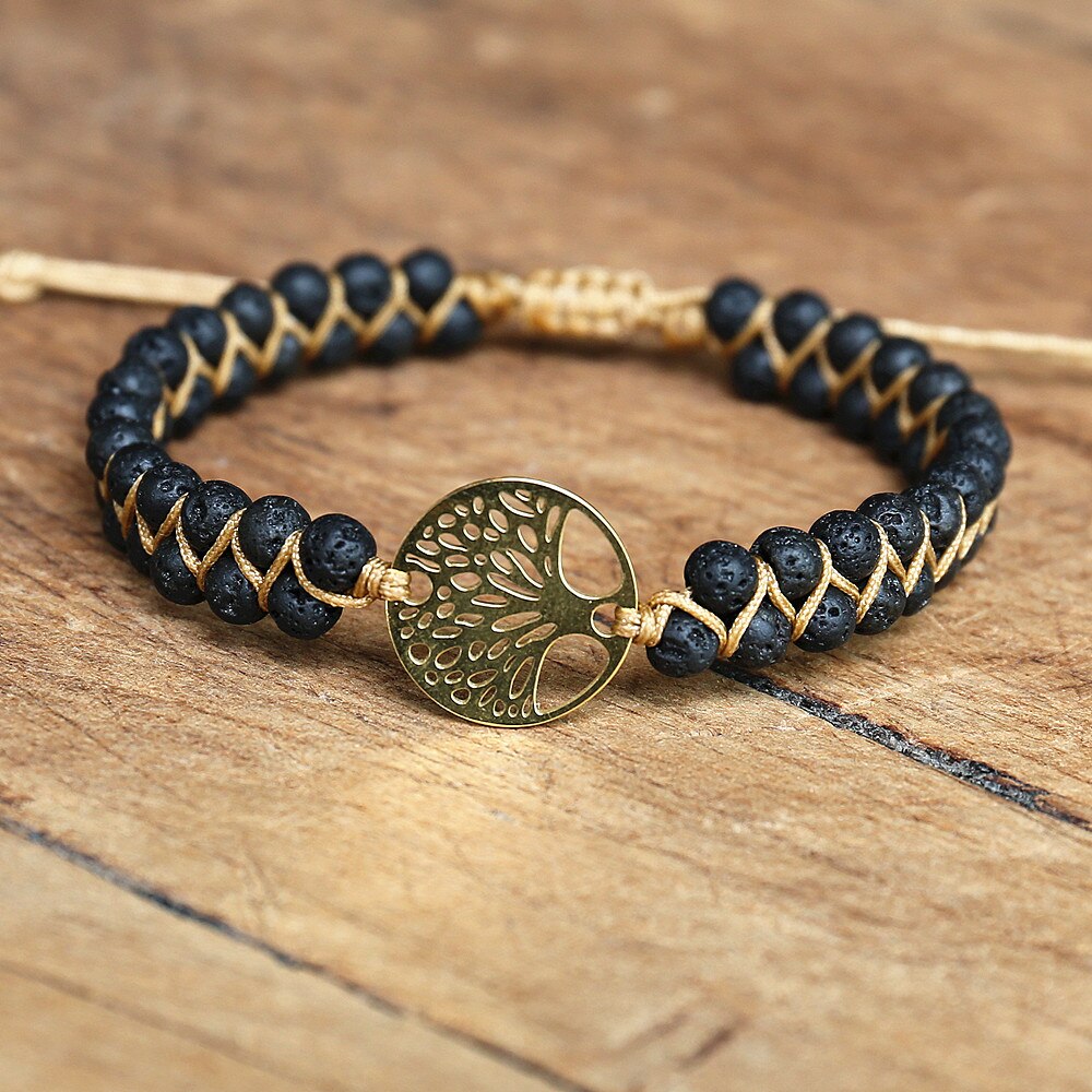 Natural Lava Stones Tree of Life Bracelet