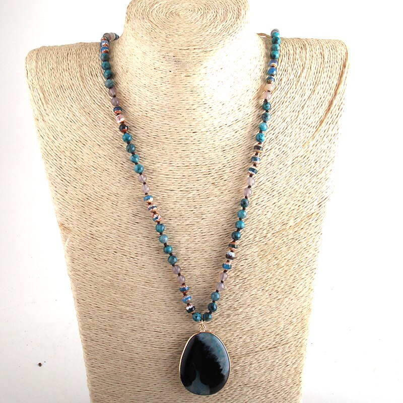 Natural Agate & Jasper Boho Chic Necklace