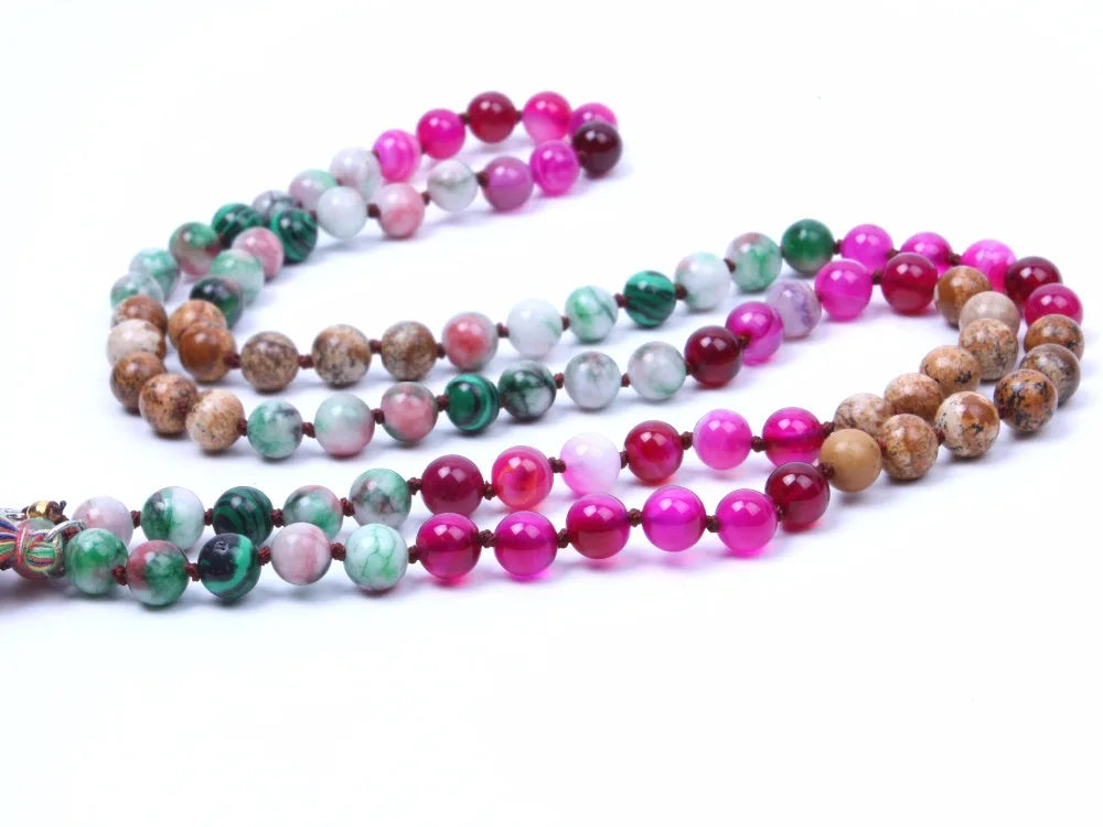 Natural Jasper, Malachite, Onyx & Agate Prosperity Necklace