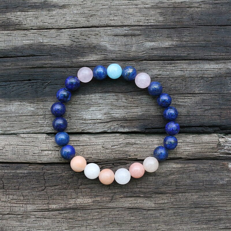Natural Lapis Lazuli, Aventurine, Rose Quartz & Amazonite 108 Beads Mala Necklace / Bracelet