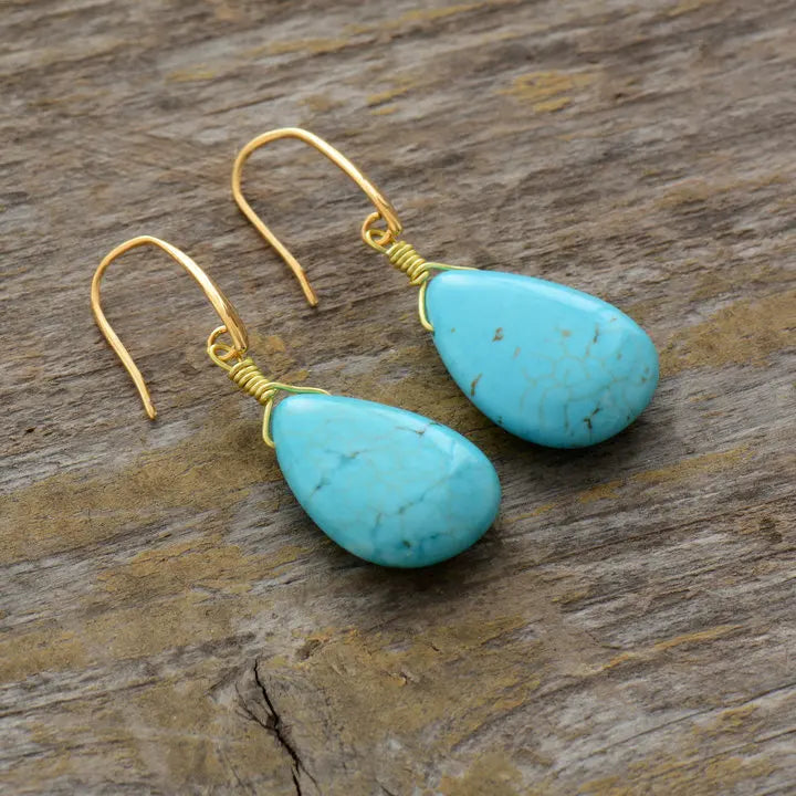Natural Turquoise Teardrop Classy Earrings