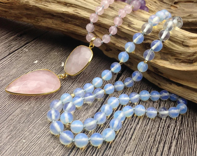 Natural Rose Quartz & Opal Necklace