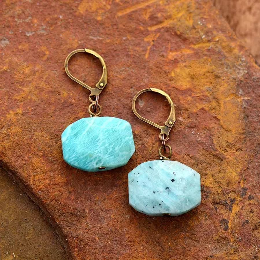 Natural Amazonite Vintage Earrings