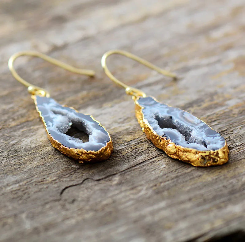 Natural Druzy Agate Earrings