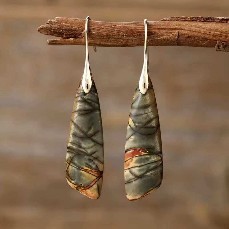 Natural Picasso Imperial Jasper Boho Earrings