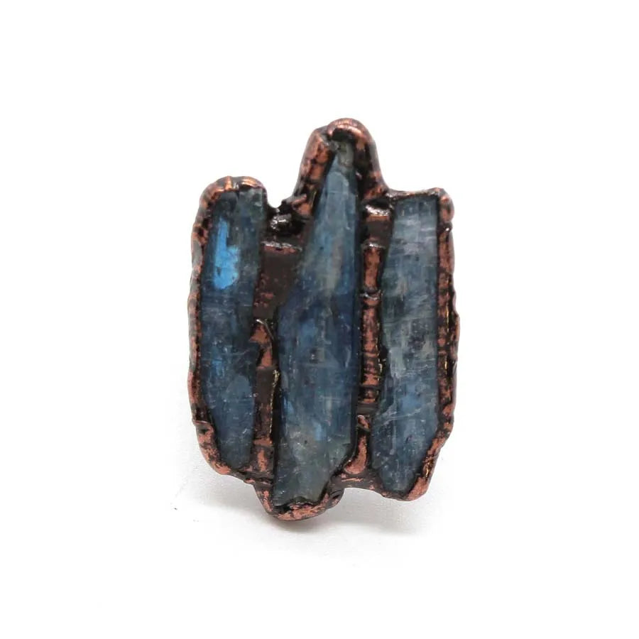 Natural Blue Kyanite Antique Copper Open Ring