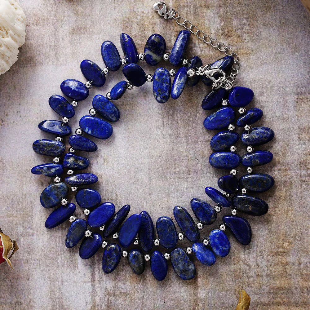 Natural Lapis Lazuli Bold Beads Choker Necklace