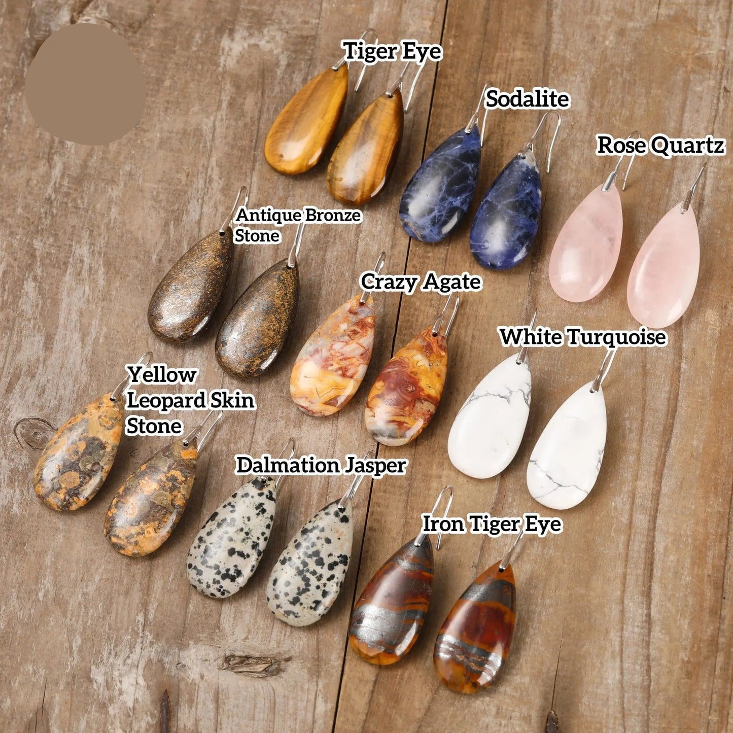 Natural Iron Tiger's Eye Long Teardrop Earrings