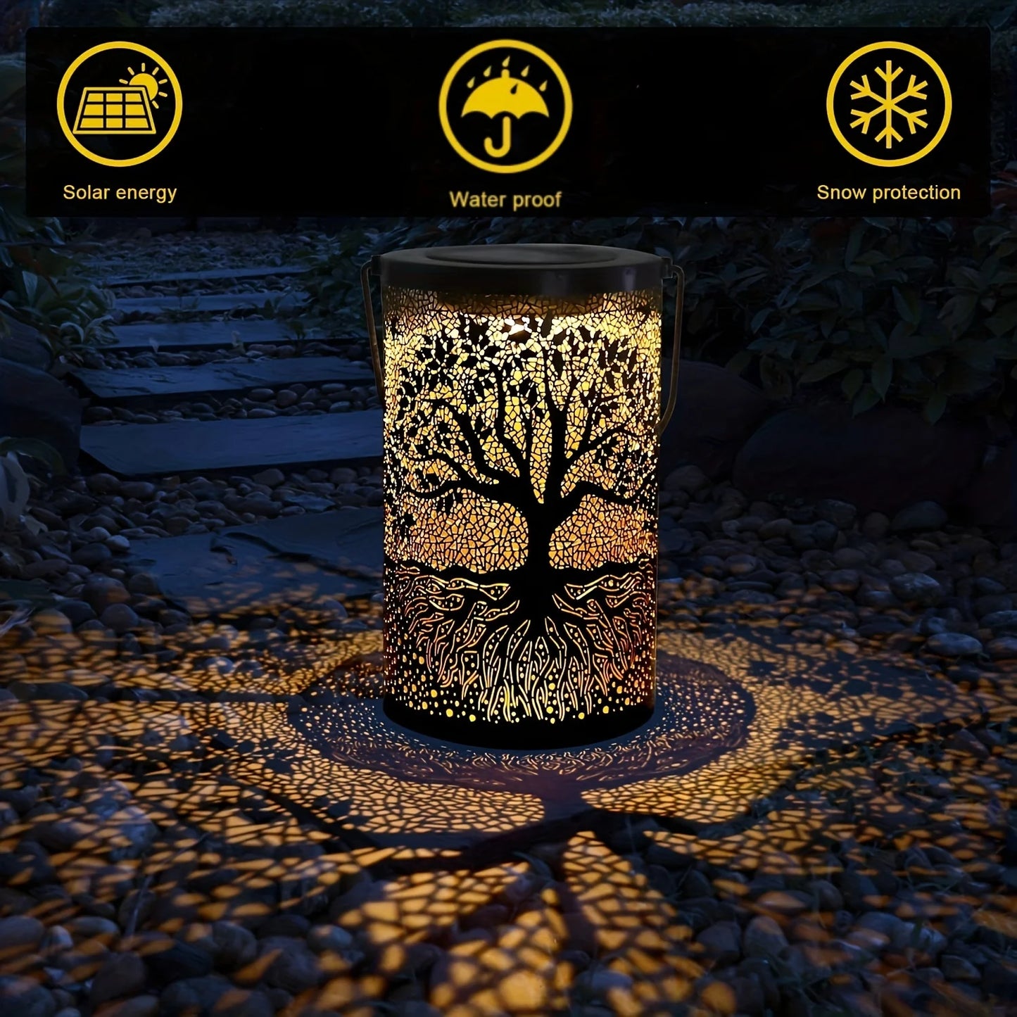 Vintage Tree of Life Solar Lantern