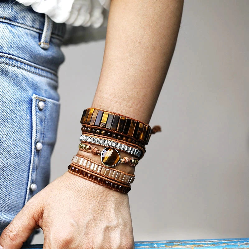 Natural Indian Agate Wrap Bracelet