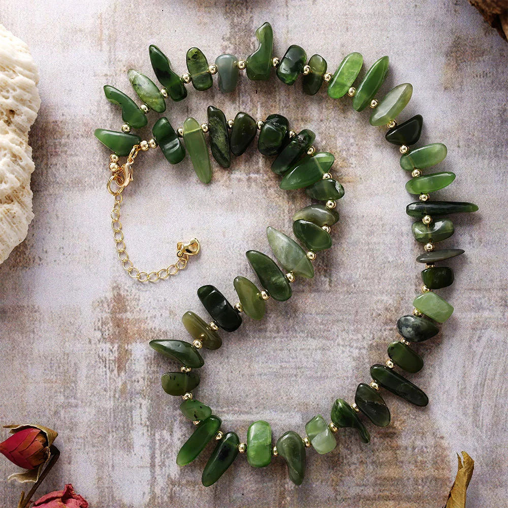 Natural Jade Bold Beads Choker Necklace