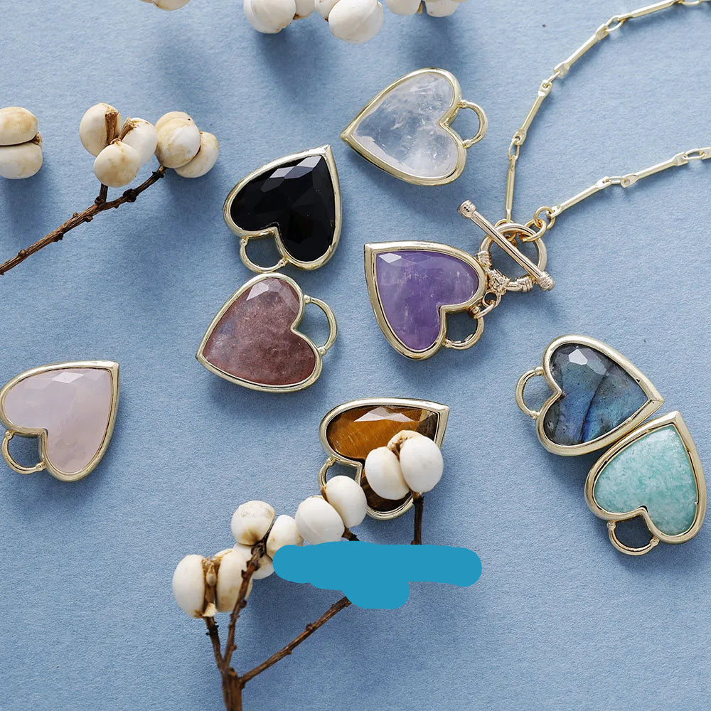 Natural Labradorite Heart Pendant Necklace