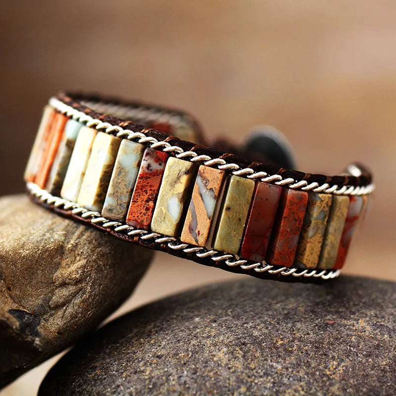 Natural Imperial & Picasso Jasper Wrap Bracelet