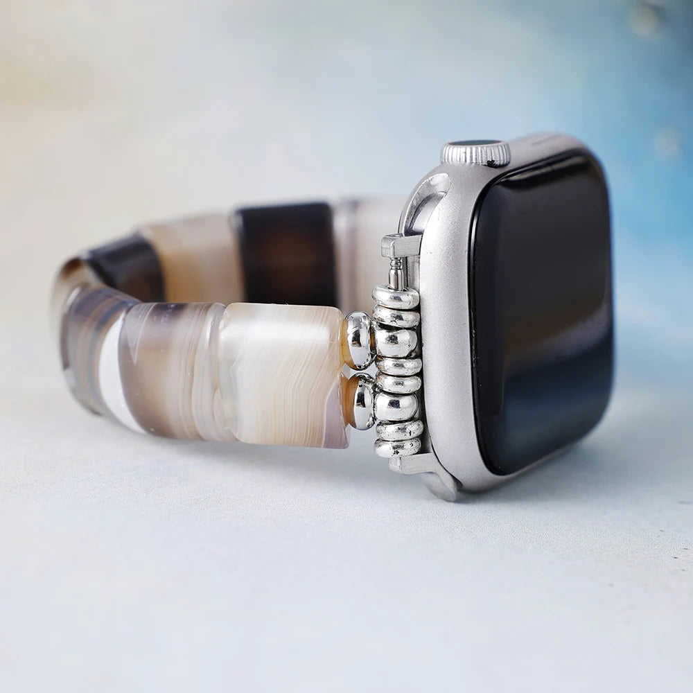 Natural Botswana Agate Beaded Smartwatch Band