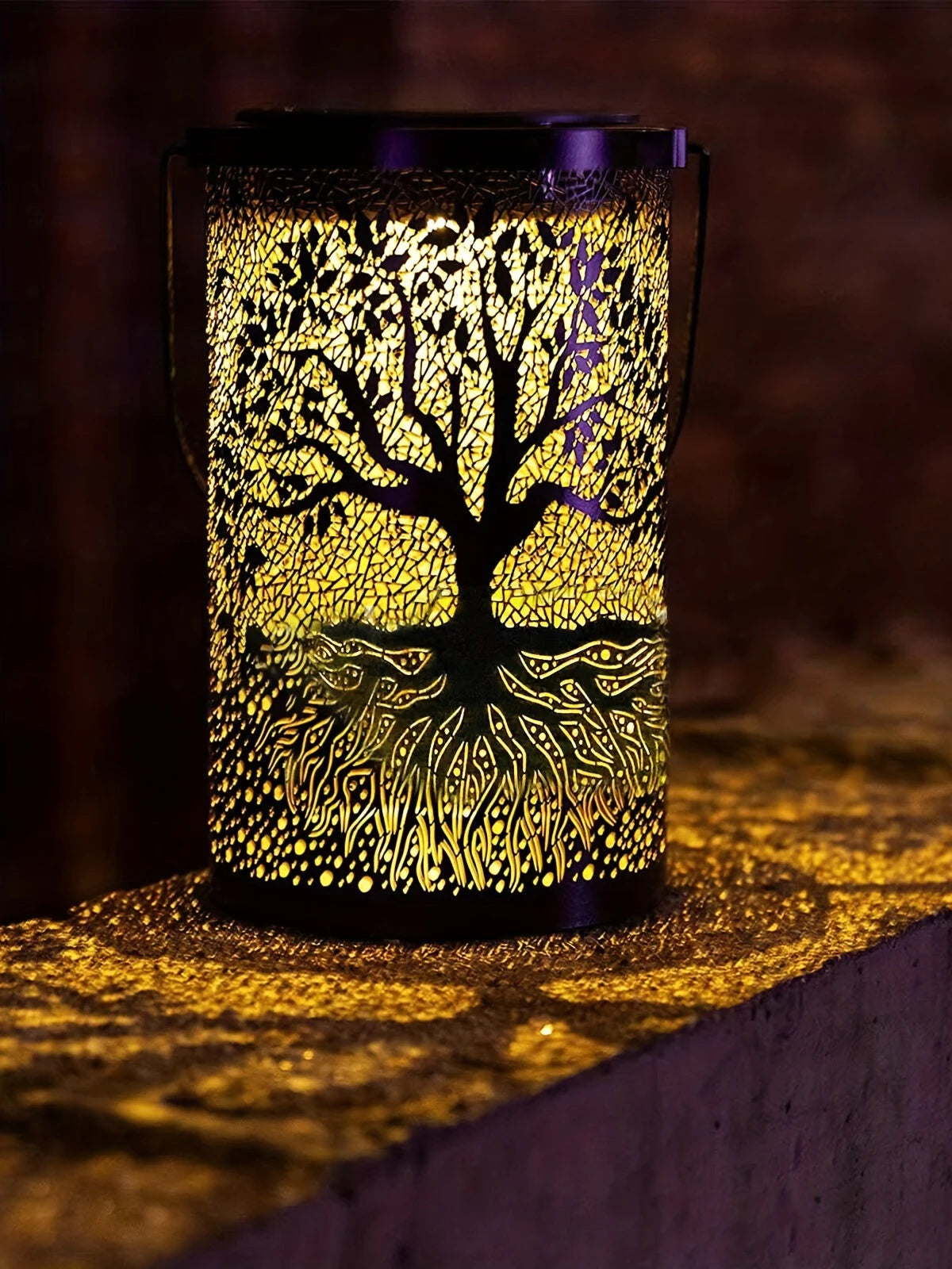 Vintage Tree of Life Solar Lantern