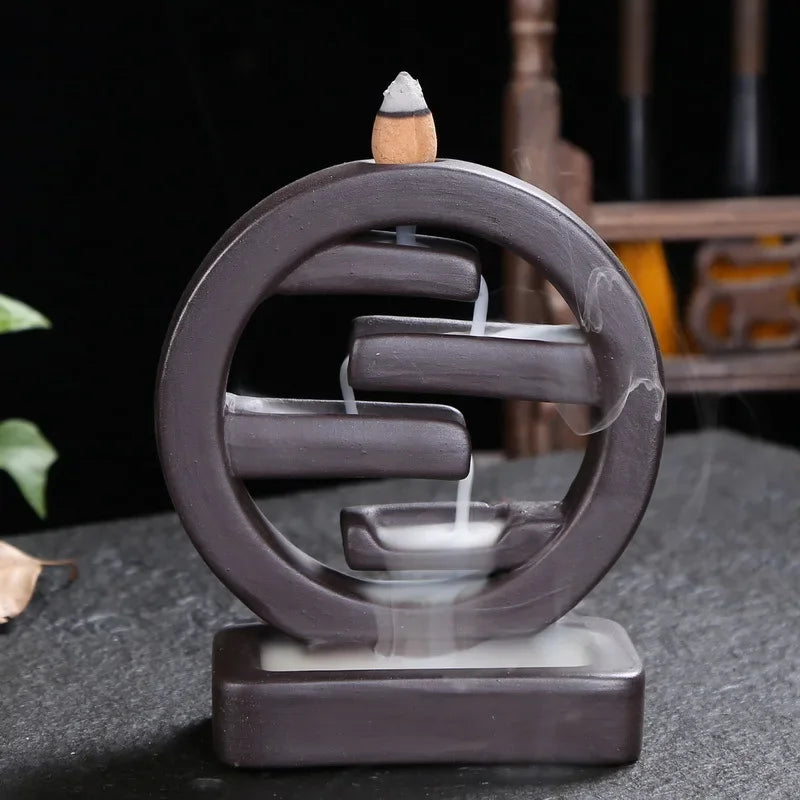 Handmade Zen Waterfall Ceramic Incense Burner