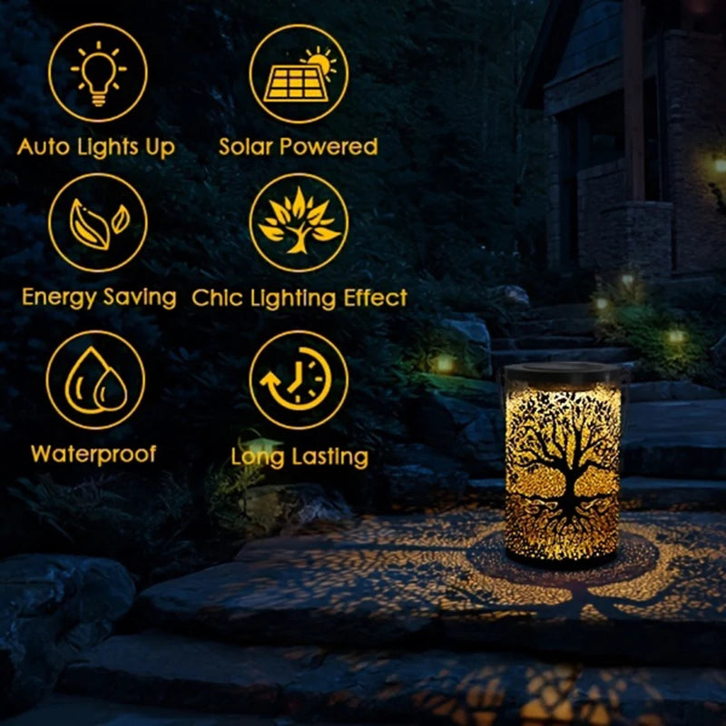 Vintage Tree of Life Solar Lantern