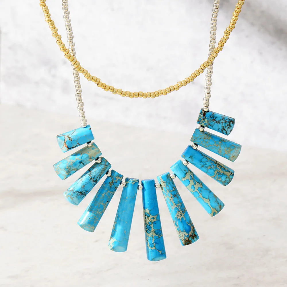 Natural Turquoise Jasper Multi-Layered Necklace