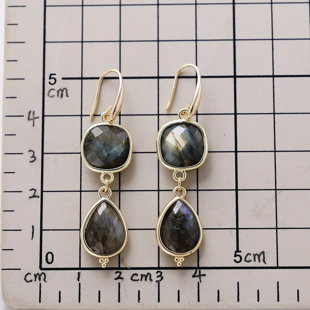 Natural Flash Labradorite Dangle Earrings