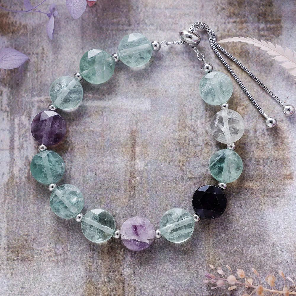 Natural Rainbow Fluorite Lace Up Bracelet