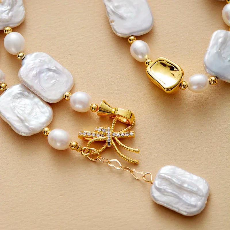 Natural Ivory & Purple Iridescent Freshwater Pearl Chunky Choker Necklace