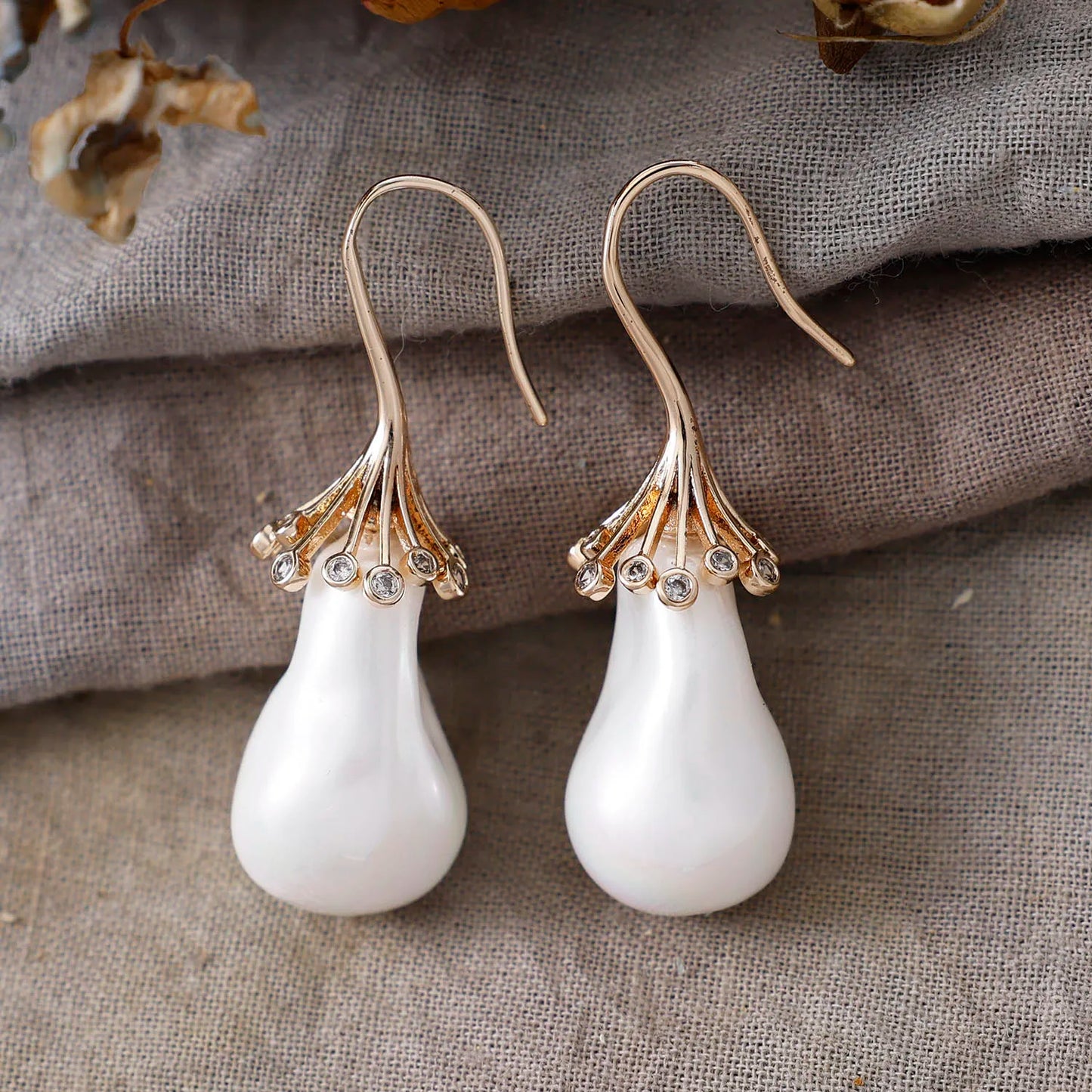 Natural Baroque Freshwater Pearls Gold Plated Earrings