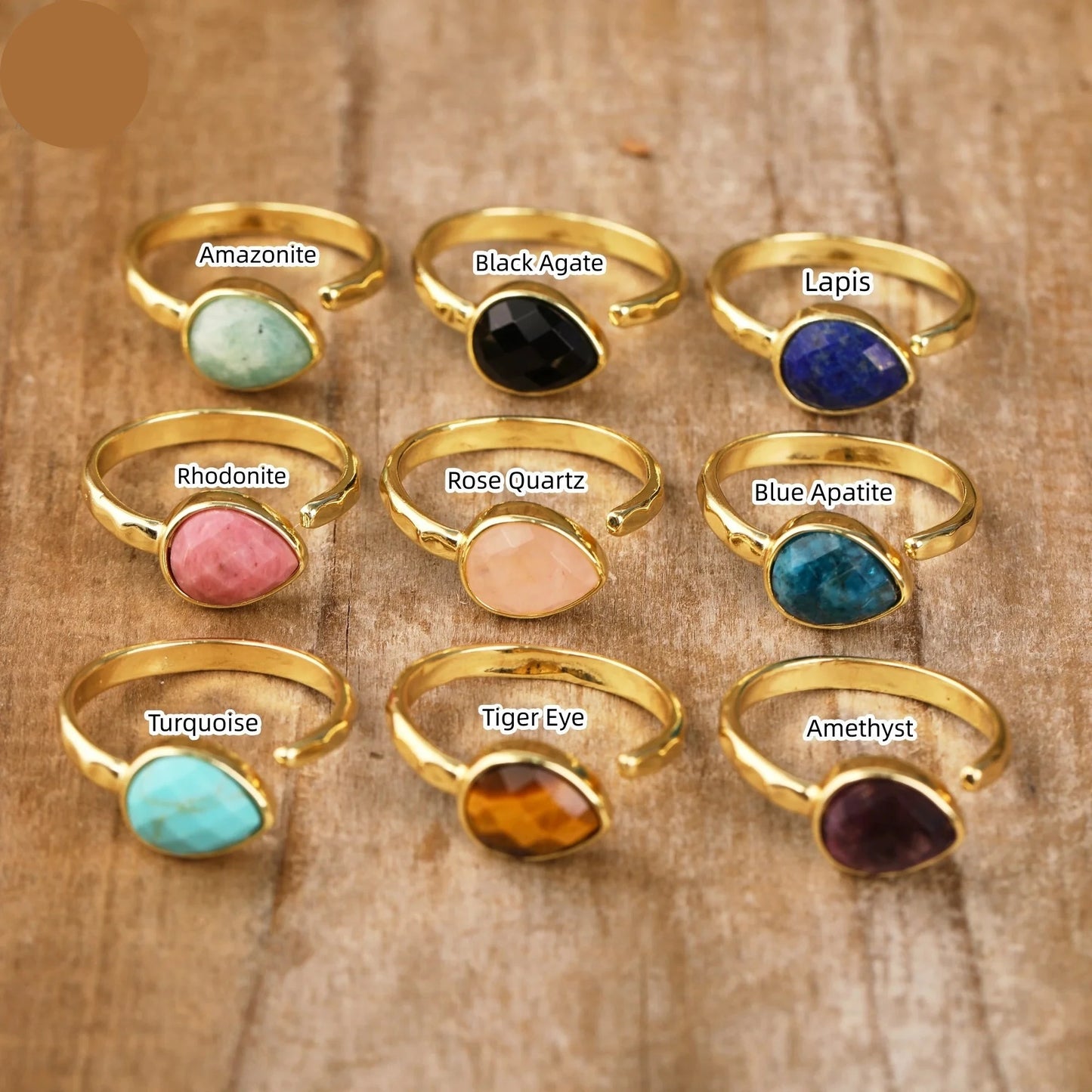 Natural Black Agate Gold Plated Ring
