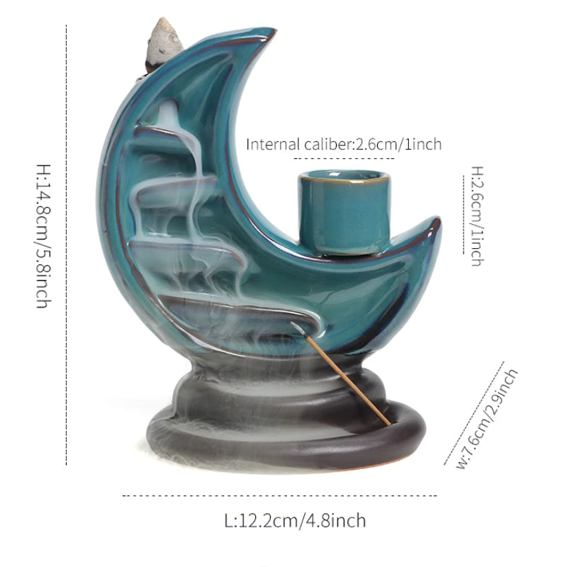 Handmade Ceramic Moon Incense & Candle Holder 3 in 1