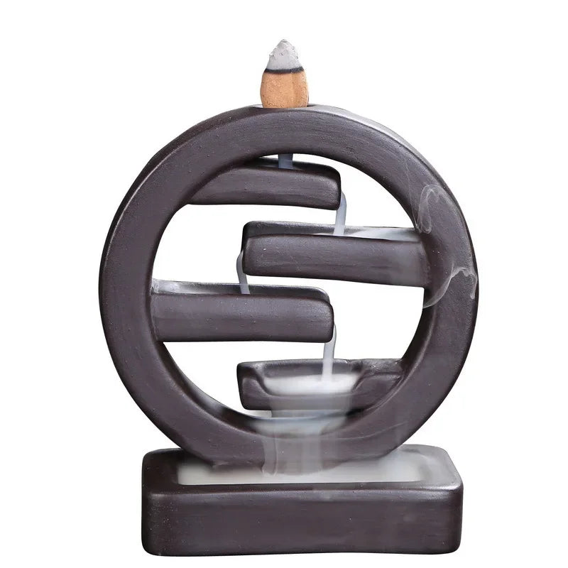 Handmade Zen Waterfall Ceramic Incense Burner
