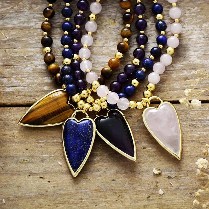 Natural Lapis Lazuli Minimalist Heart Choker Necklace