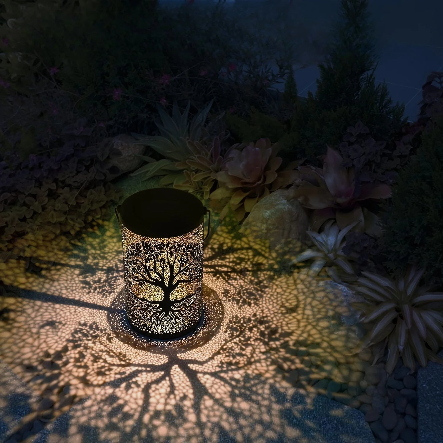 Vintage Tree of Life Solar Lantern