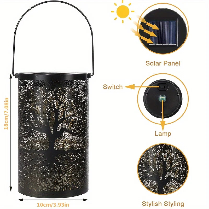 Vintage Tree of Life Solar Lantern