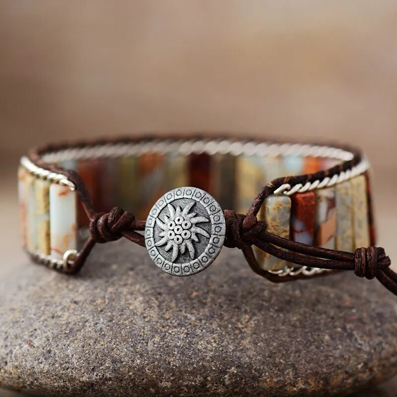 Natural Imperial & Picasso Jasper Wrap Bracelet