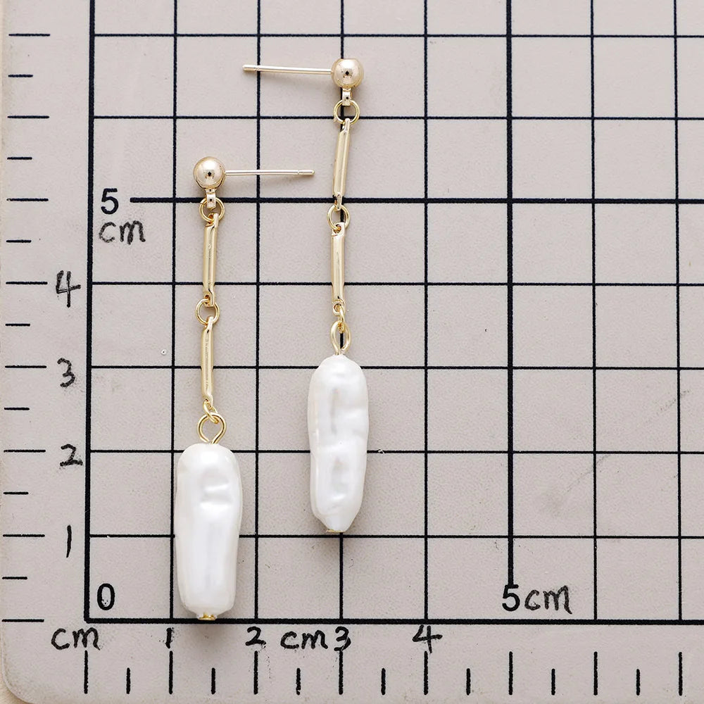 Natural Freshwater Pearl Gold Plated Long Earrings