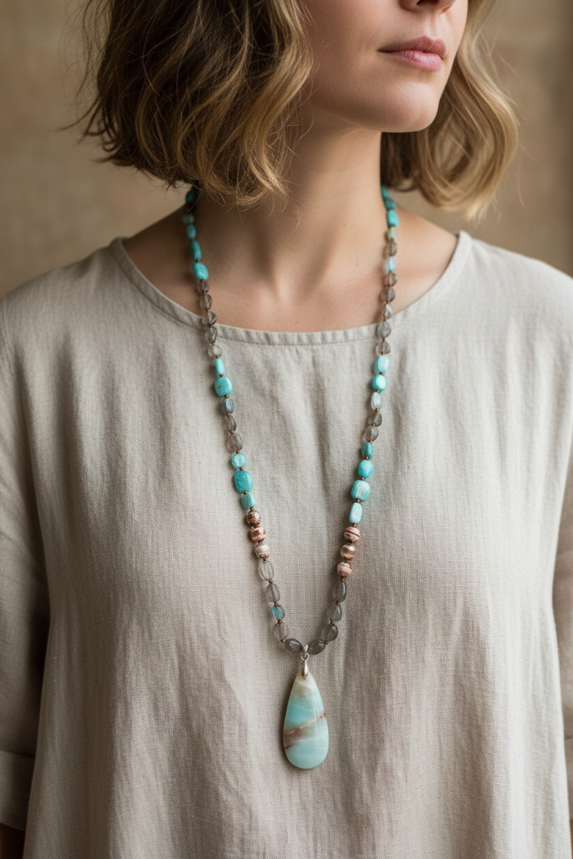 Boho Necklace on Model