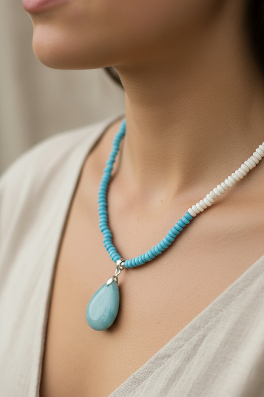 Photorealistic close-up of tight choker necklace on model