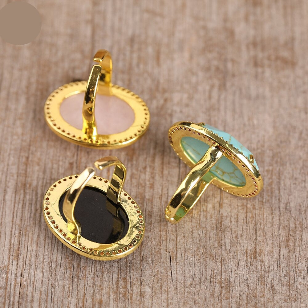 Natural Aventurine & Zircons Ring