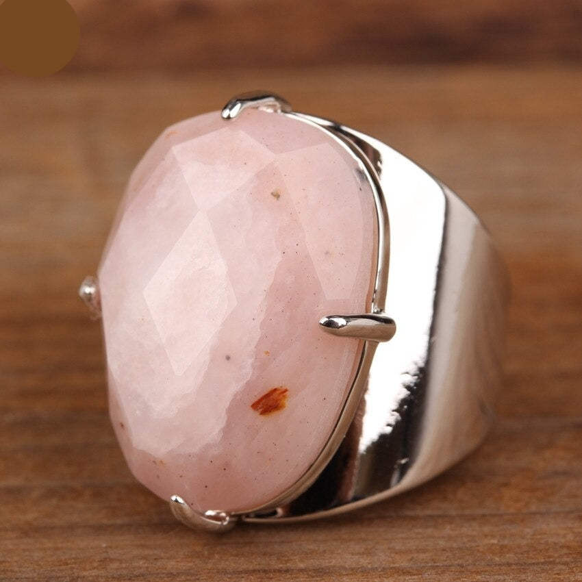 Natural Pink Opal Cuff Ring