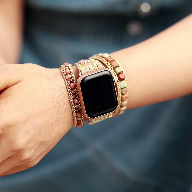 Natural Rhodonite & Royal Jasper Smartwatch Band