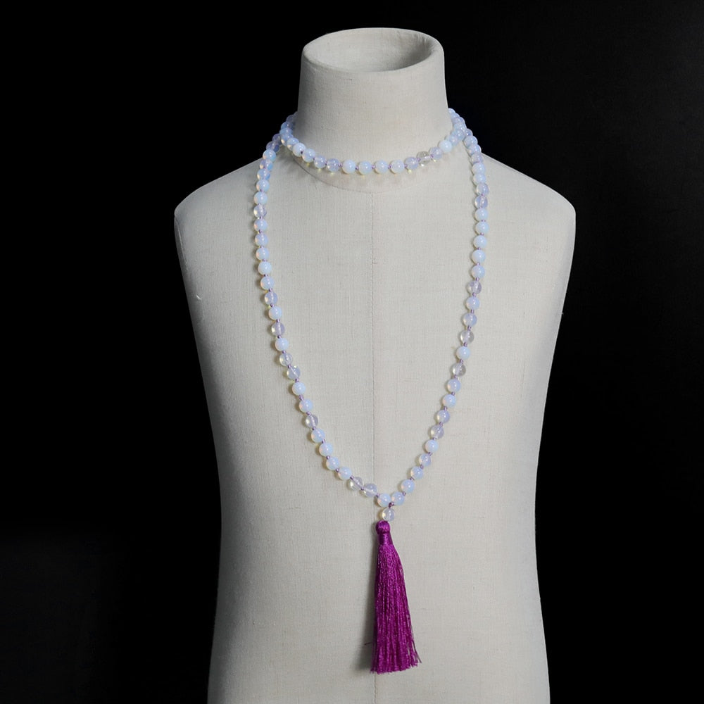 Natural Opal 108 Beads Mala Necklace