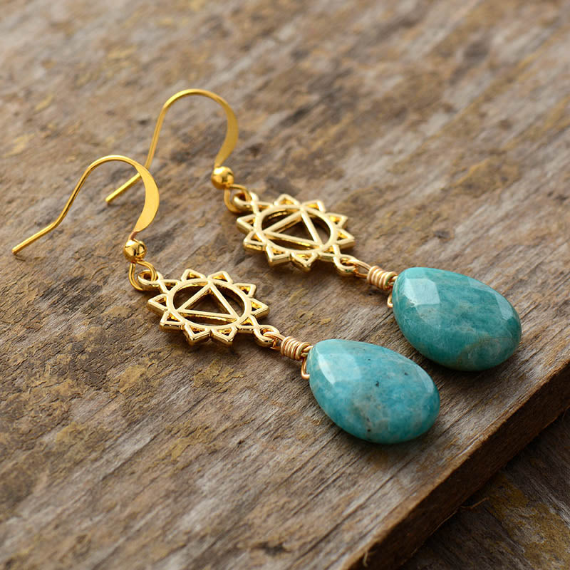 Natural Amazonite Solar Plexus Pendant Earrings