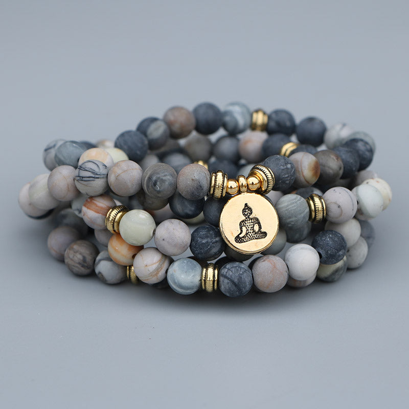 Natural Picasso Jasper 108 Mala Beads Necklace / Bracelet