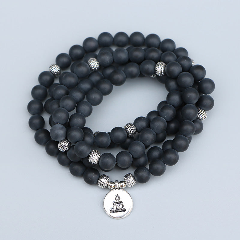 Natural Black Onyx 108 Mala Beads Necklace / Bracelet